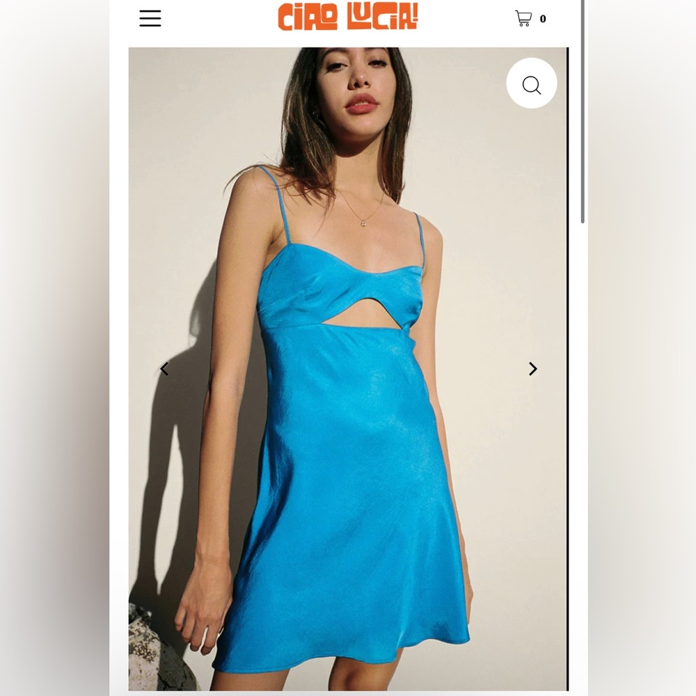Ciao Lucia electric blue eco silk mini with spaghetti straps